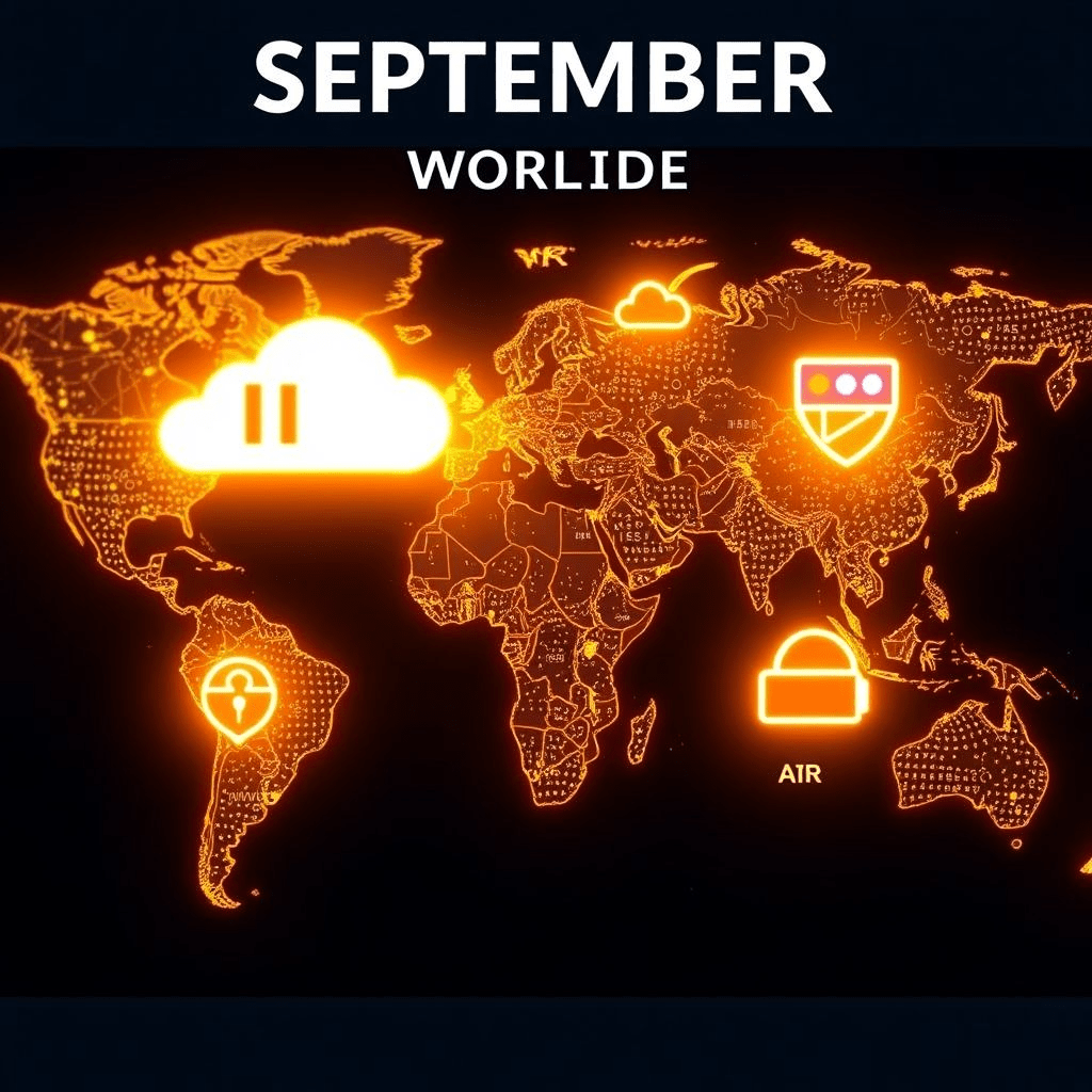 Illustration of global tech hubs highlighting September tech conferences in 2025.