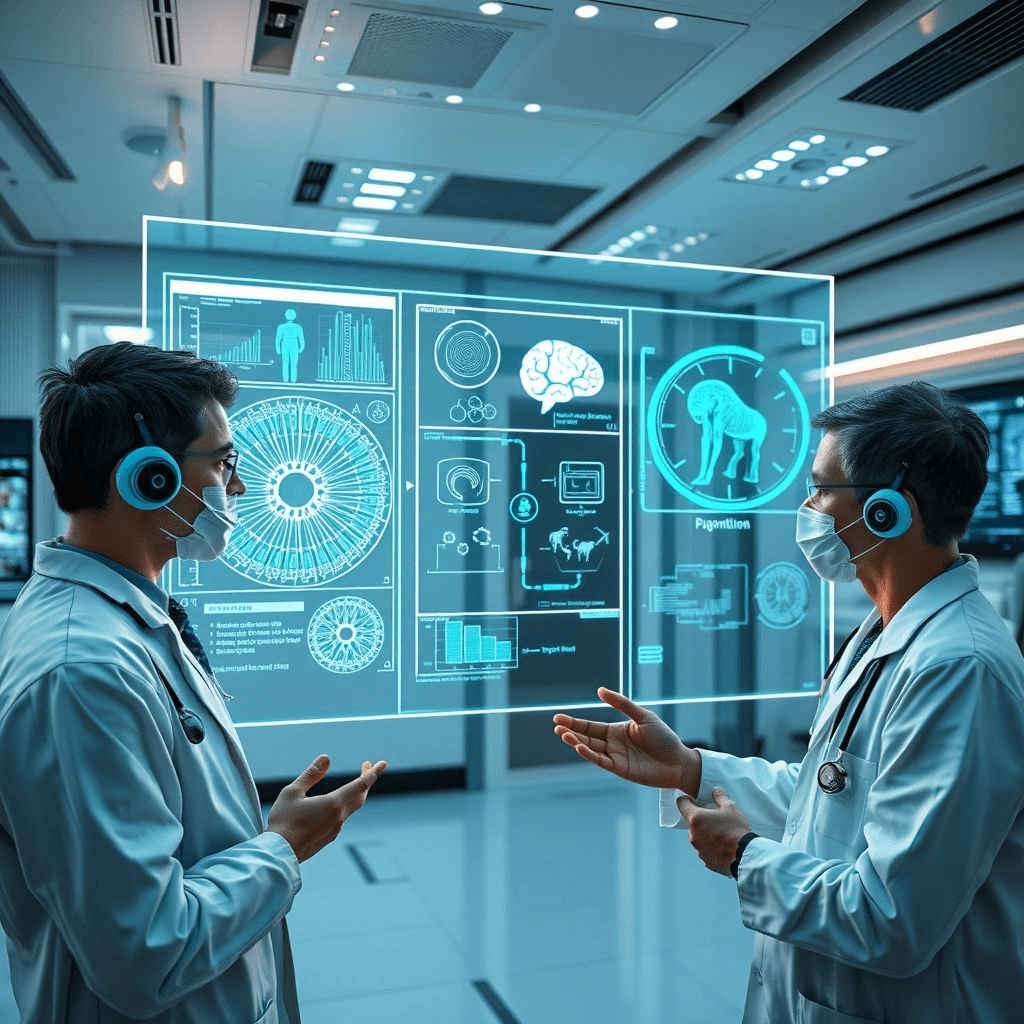 Doctors using AI-powered tools for diagnostics.