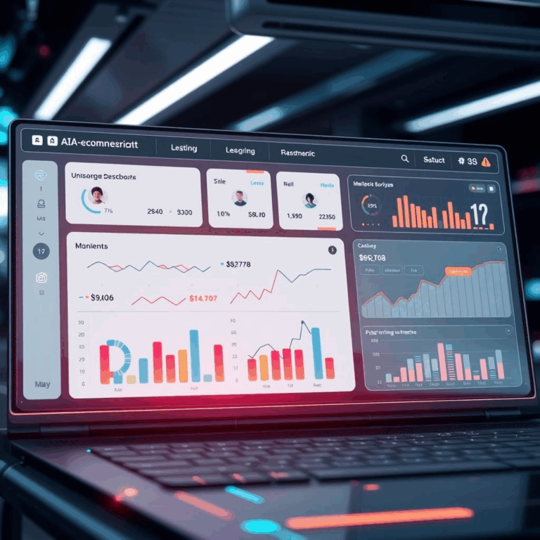 ShopOS funding visual showing AI dashboard for merchants.