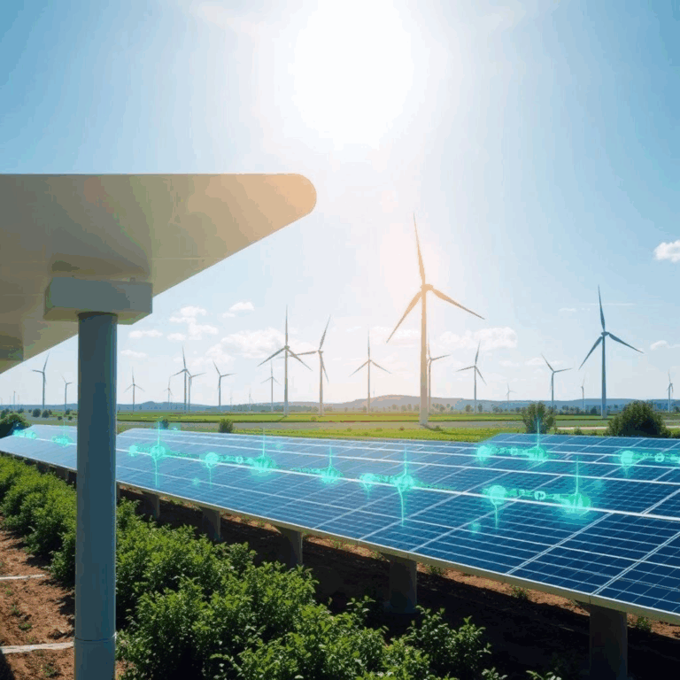 A solar and wind farm optimized by AI technology.