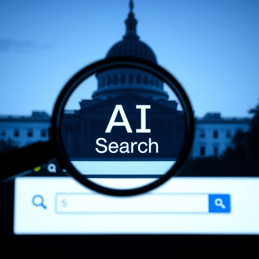 Browser window with AI Search highlighted, symbolizing scrutiny by UK regulators