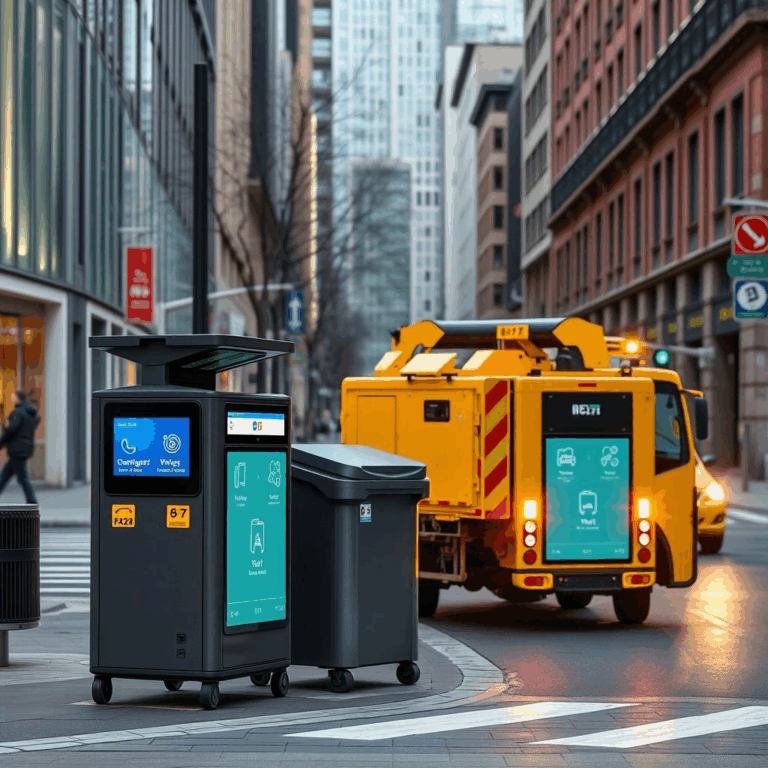 IoT-powered waste bins in a smart city.