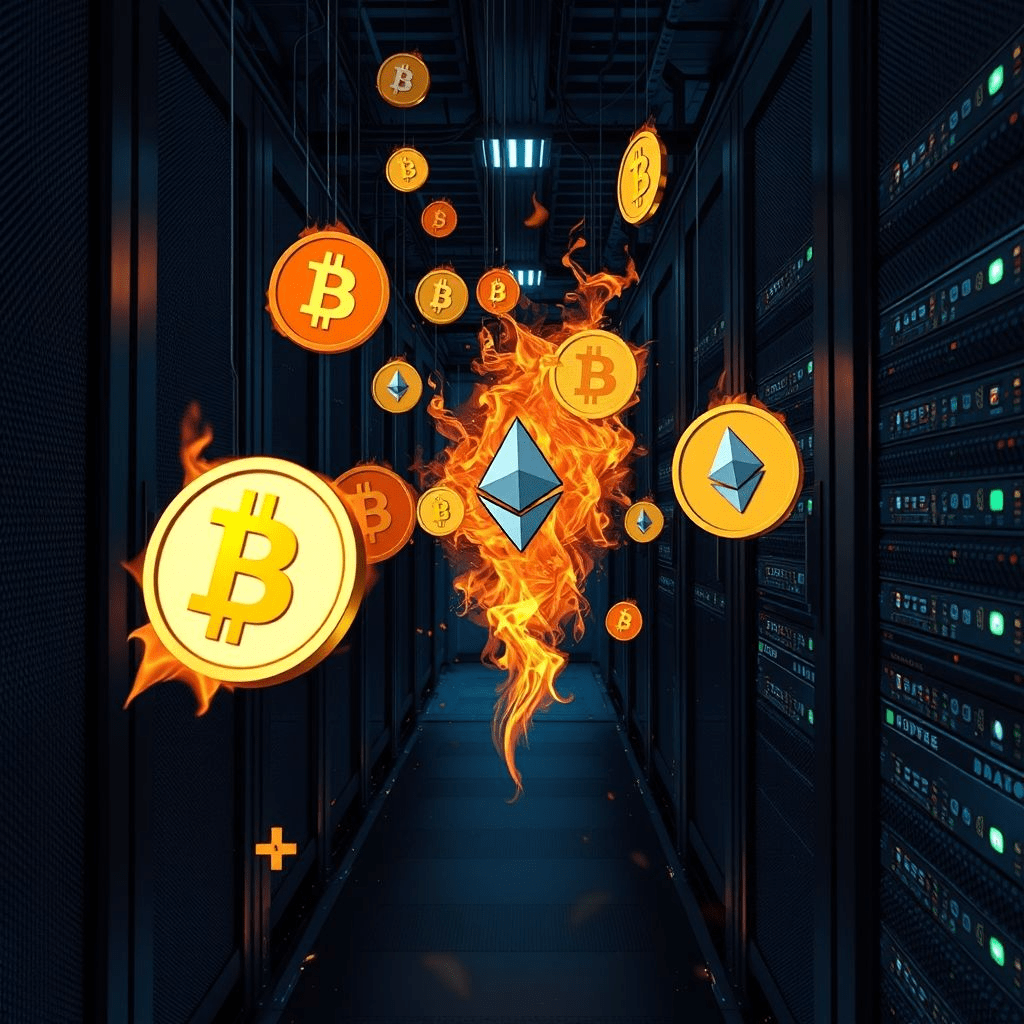 Nobitex hack visual showing cryptocurrencies burning