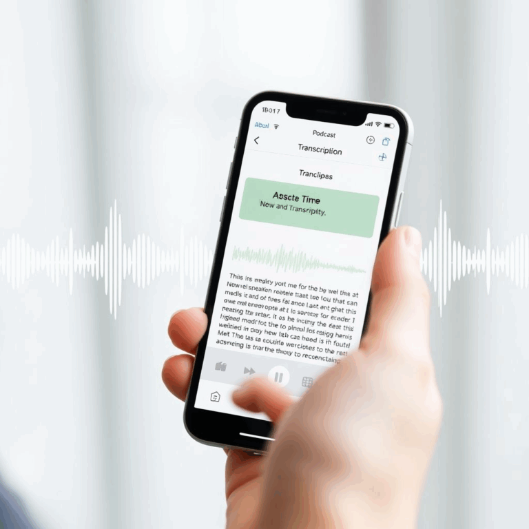 On‑Device Transcription on an iPhone screen processing speech.