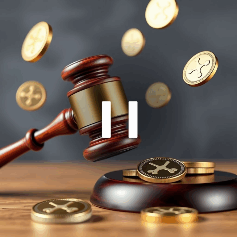 XRP appeal pause symbol with gavel