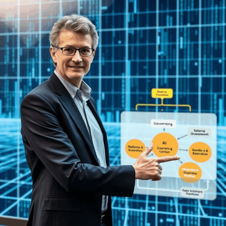 Yoshua Bengio presenting AI governance chart.