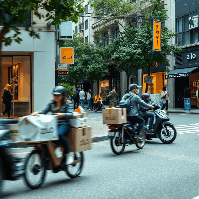 Zilo’s micro-fulfillment hub delivering trendy fashion items in a city.