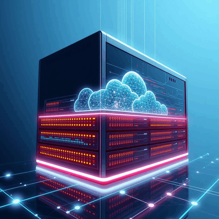 AI infrastructure startup platform displaying scalable cloud compute nodes