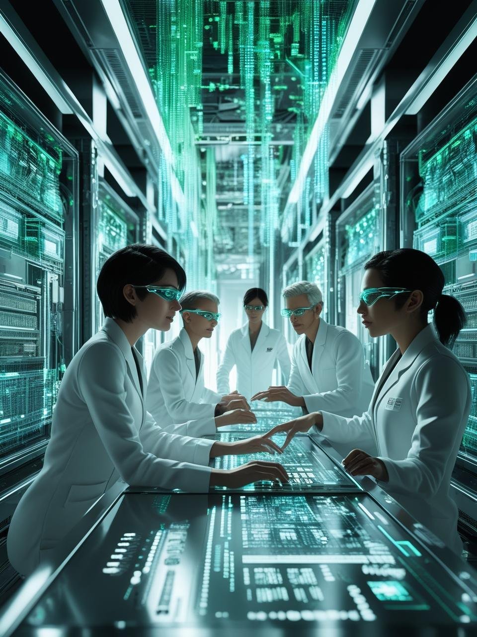 Next-gen AI research at Thinking Machines Lab depicted in a high-tech laboratory.