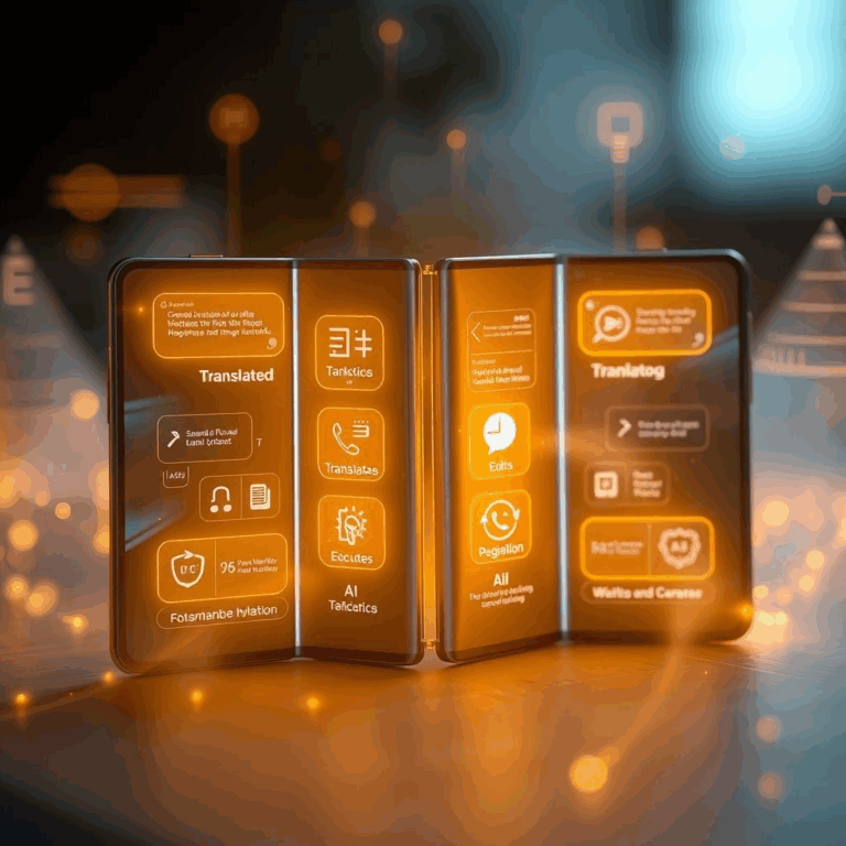 Galaxy AI integration in Samsung Fold6 and Flip6 showing futuristic AI features on foldable displays.