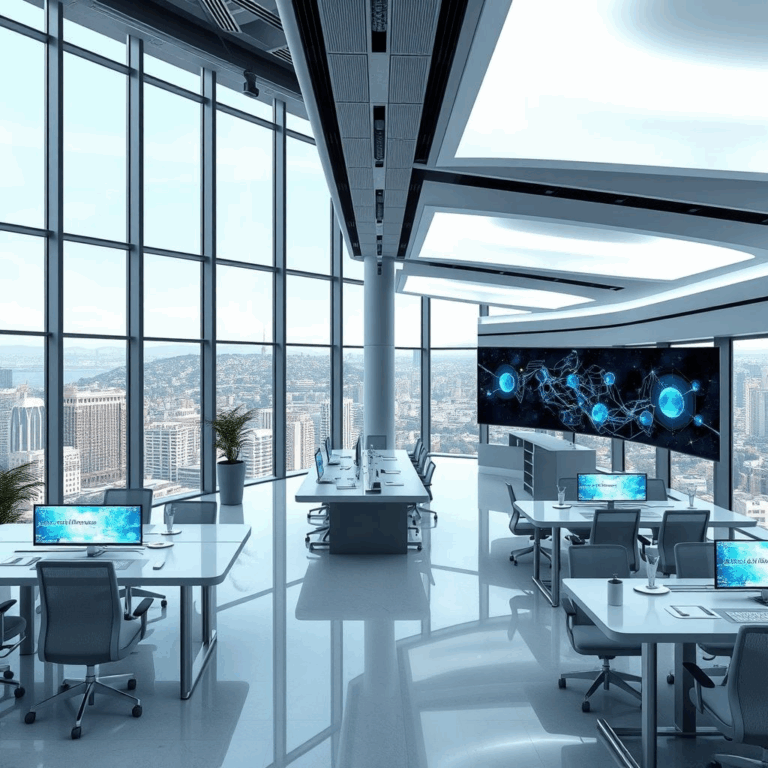 “Harvey AI expansion office with large open floor‑plan and tech displays.”