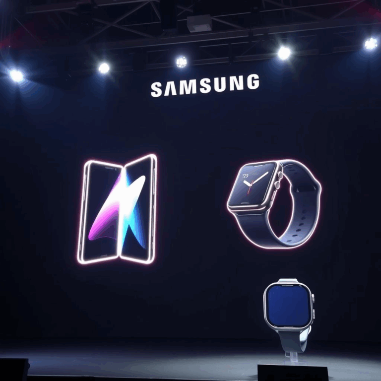 Samsung Unpacked 2025 stage with Galaxy Z Fold 7 and Watch 8 revealed