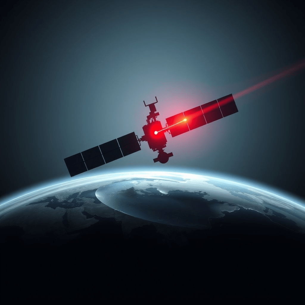 Starlink outage depicted with satellite constellation and alert symbol