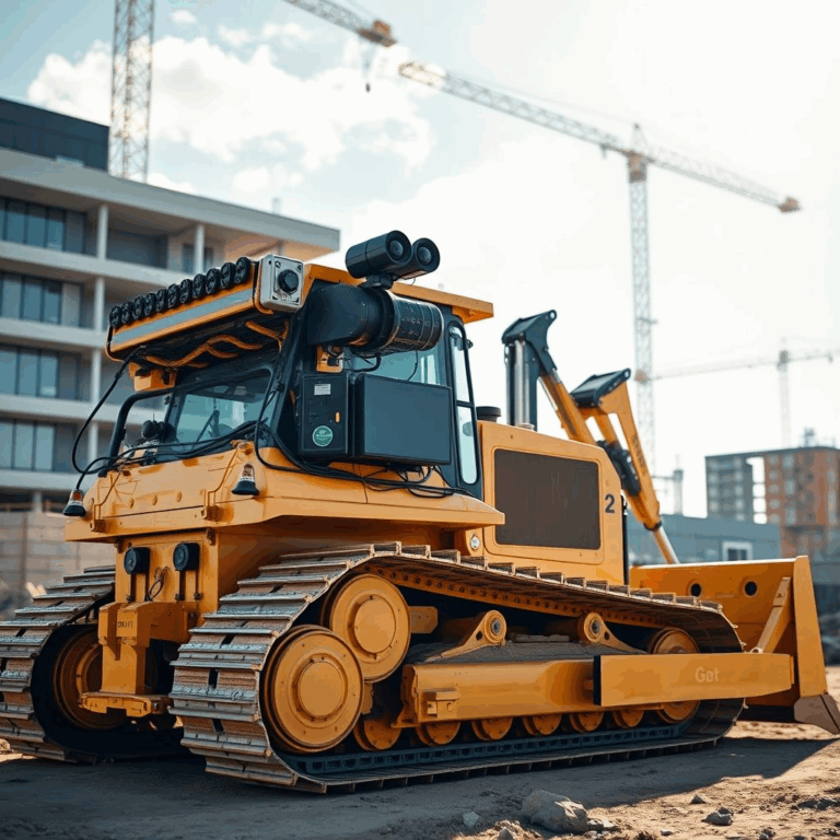 autonomous construction vehicle retrofitted by Bedrock Robotics at a worksite