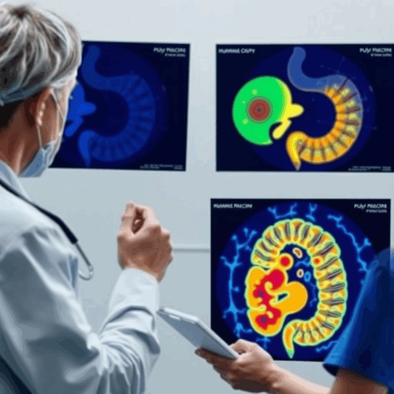 Doctor comparing AI-assisted and non-AI colonoscopy images highlighting AI deskilling healthcare.