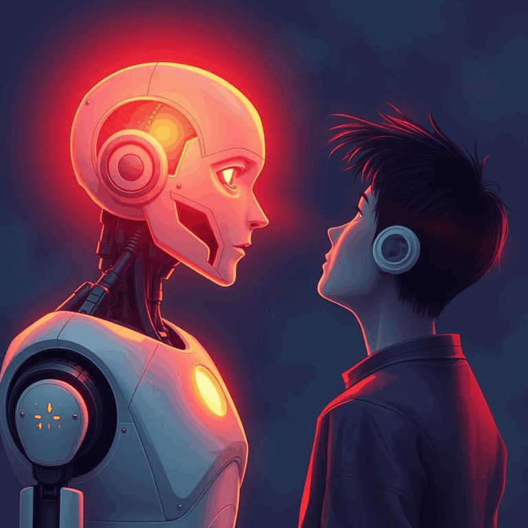 Illustration of AI psychosis showing user emotionally attached to chatbot interface