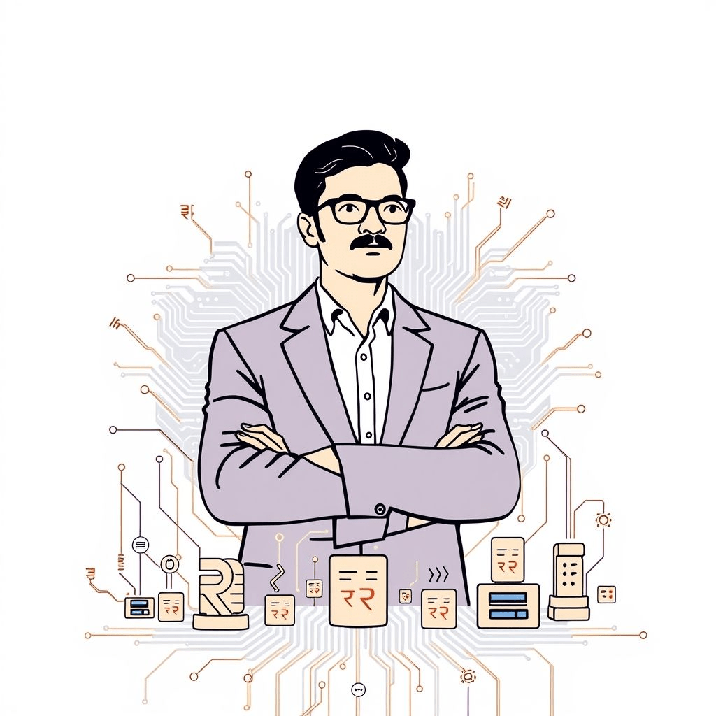 Rs 200 crore AI fund launch graphic with Indian venture capital and AI symbols