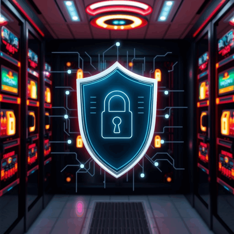 A shield icon over servers representing protection after the Bragg Gaming cyberattack.