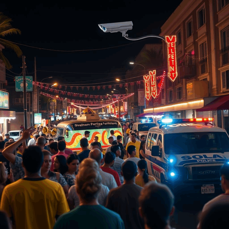 LFR at Notting Hill Carnival with cameras scanning crowd for wanted suspects