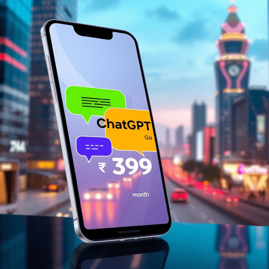 ChatGPT Go India subscription plan displayed on smartphone with AI chat bubbles