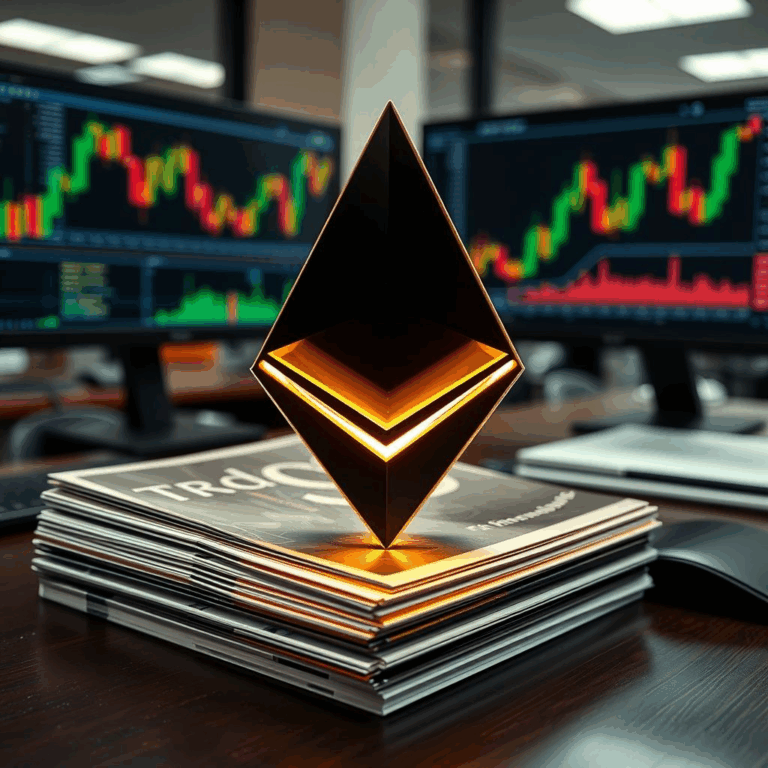 “Ethereum inflows visualized by rising bar charts behind an illuminated ETH logo”