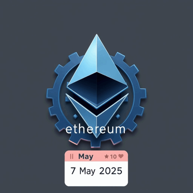Ethereum Pectra upgrade showing staking gears and date calendar