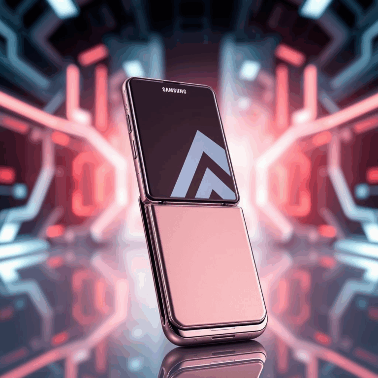 Galaxy Z Flip 7 in titanium finish shown in Flex Mode