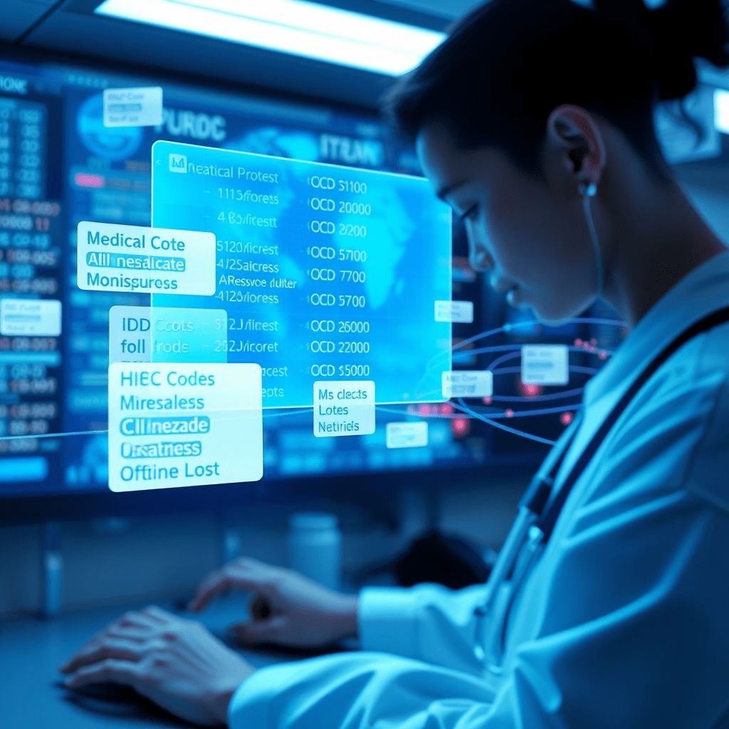 “GenAI medical coding AI interface processing healthcare documentation”