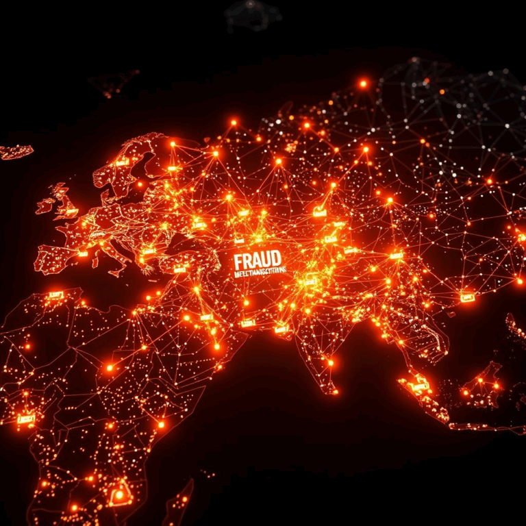 AI fraud detection digital map highlighting global financial crime networks