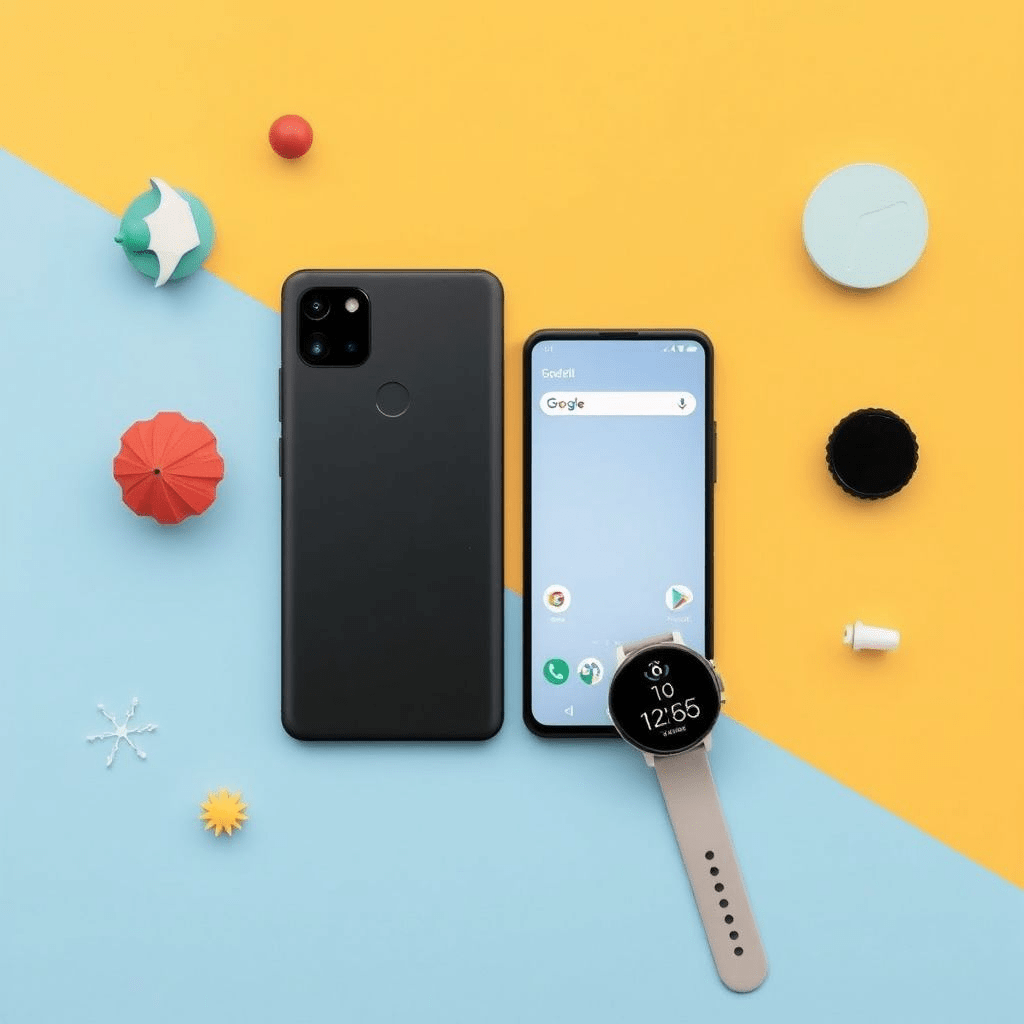 Made by Google event teaser featuring Pixel 10 and Pixel Watch 4 with UI elements.