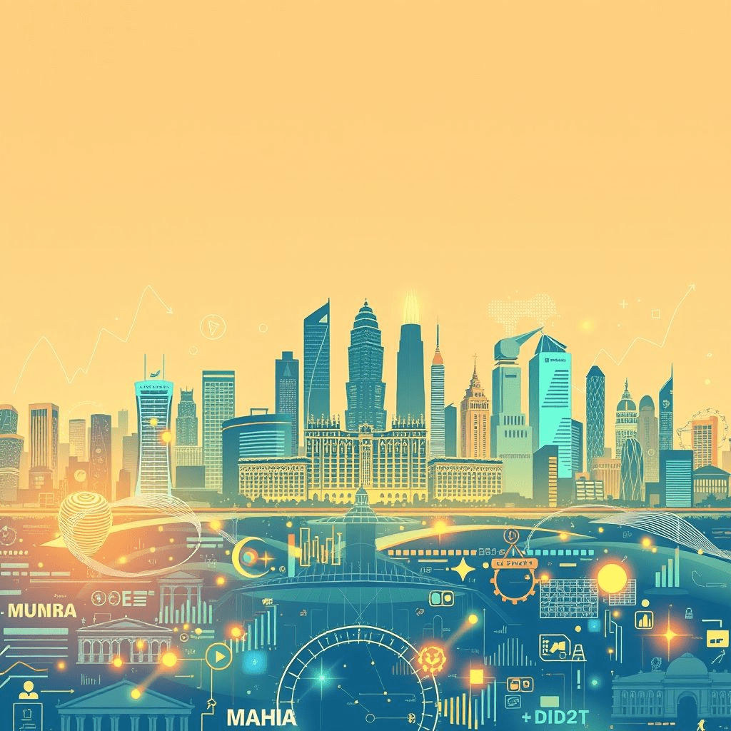 Maharashtra skyline with innovation and startup icons representing Maha-Fund.