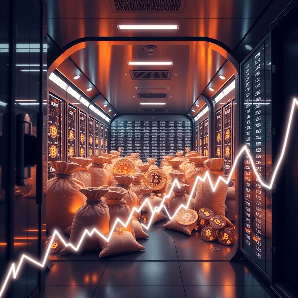 Metaplanet Bitcoin holdings: corporate vault with Bitcoins and rising chart