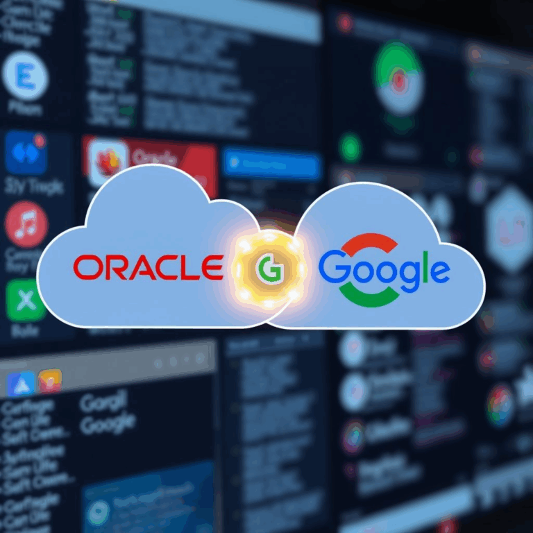 “Oracle Google Gemini deal visual: clouds linked by Vertex AI integration”