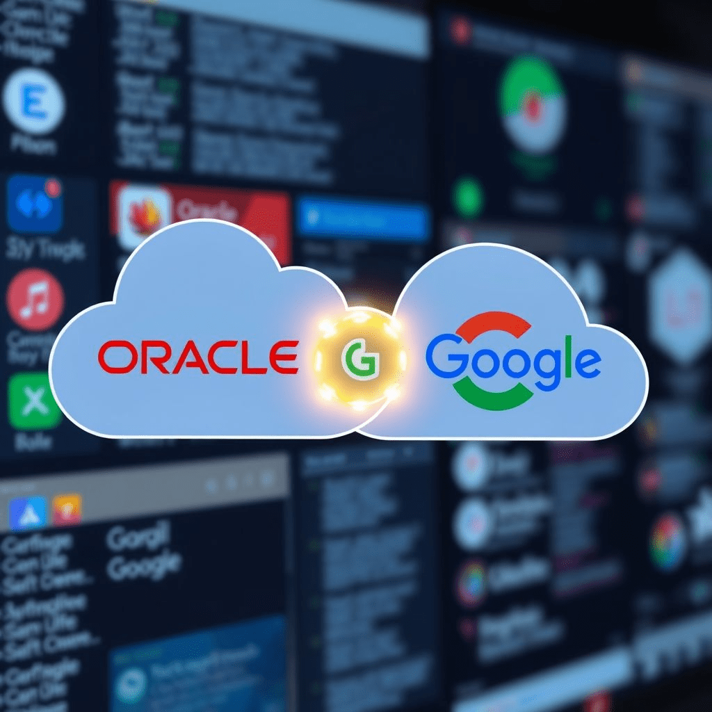 “Oracle Google Gemini deal visual: clouds linked by Vertex AI integration”