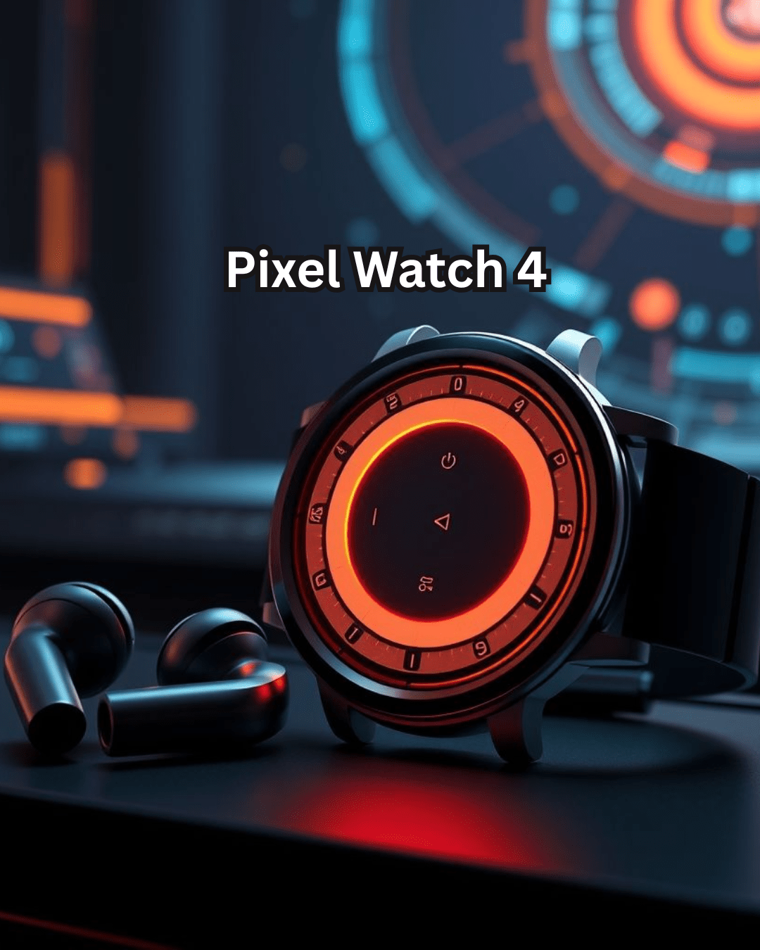 Pixel Watch 4 launch – sleek smartwatch next to Pixel Buds 2a on a modern stage.