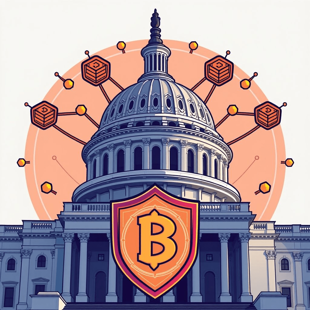Project Crypto image showing U.S. Capitol and crypto tokens