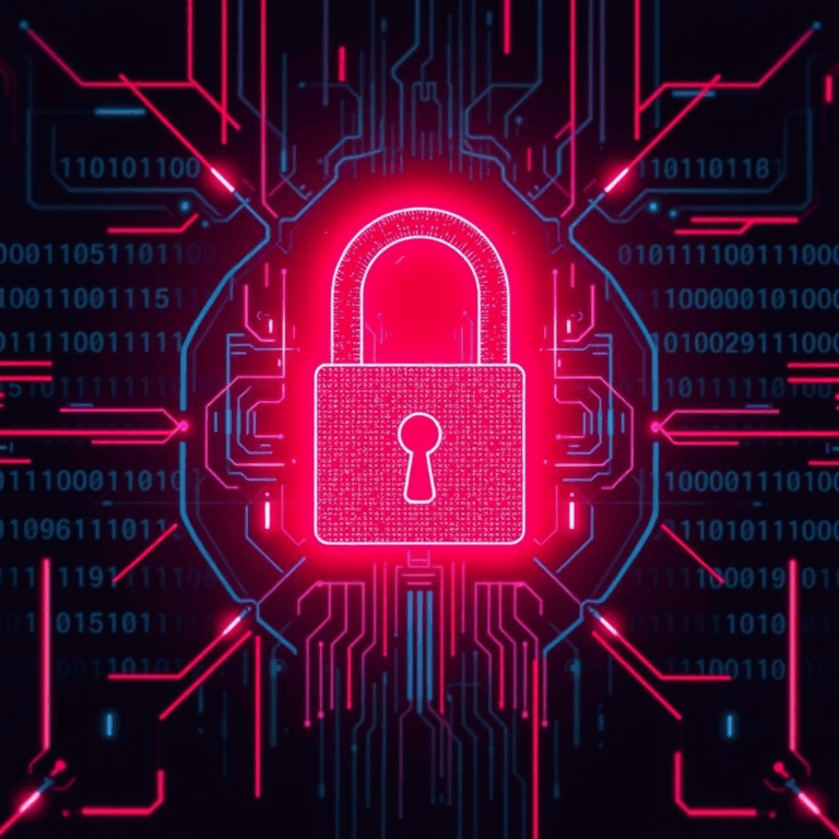 AI-powered ransomware PromptLock represented by a digital lock and glowing AI code.