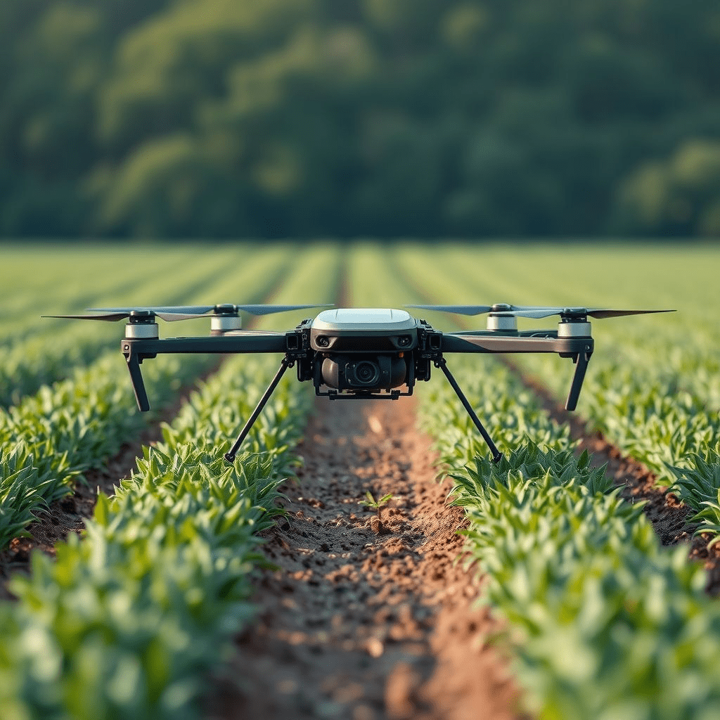 Neuralzome Cybernetic funding – robotic drone in a farm field representing autonomous precision agriculture