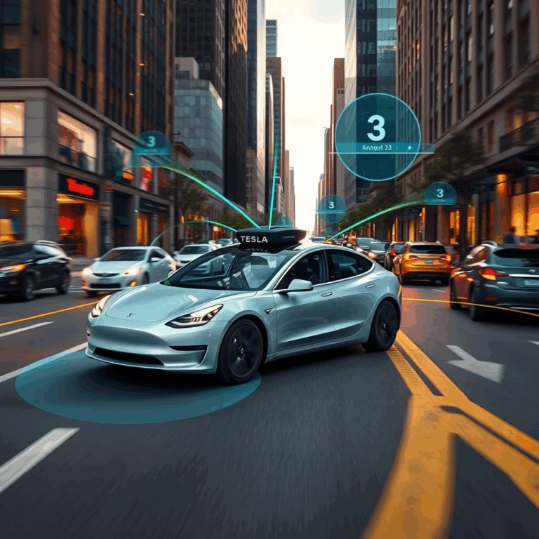 Tesla Full Self-Driving Beta 12.0 autonomous driving AI interface in action