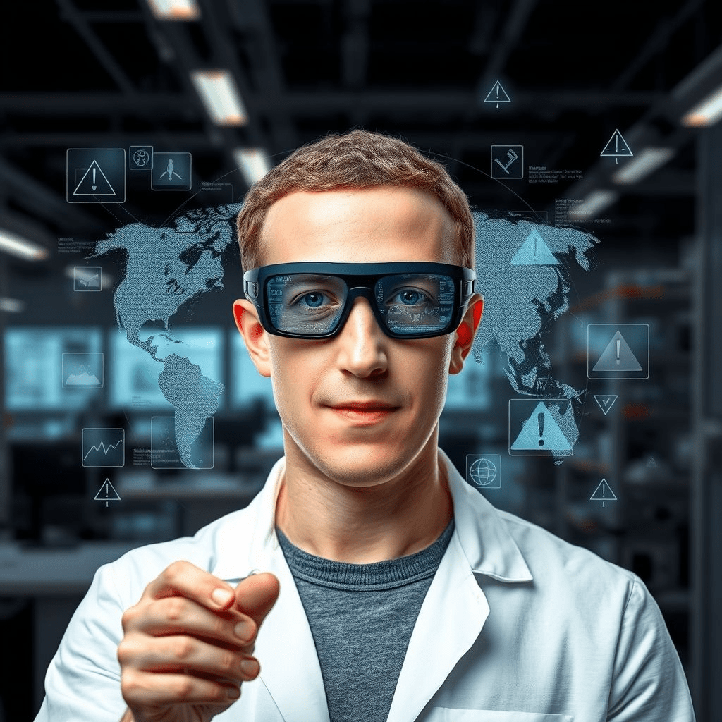 Mark Zuckerberg holding AI smart glasses highlighting the global AI glasses disadvantage challenge.