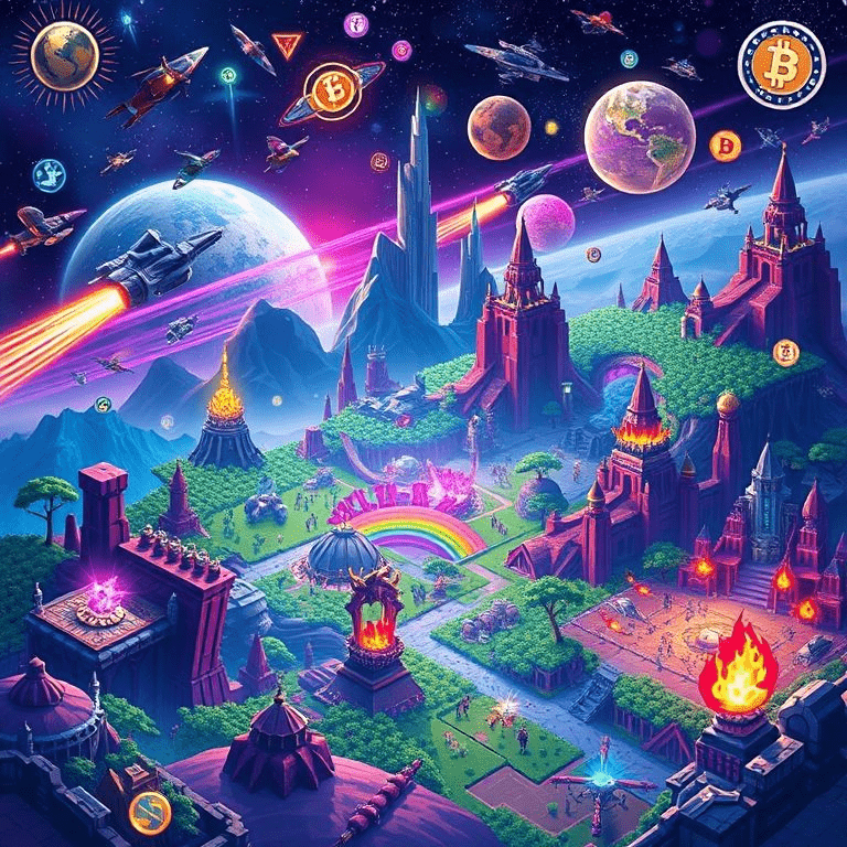 Montage of blockchain games 2025 key titles and ecosystems.