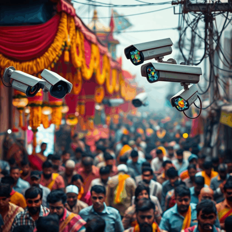 AI crowd monitoring system overseeing festival crowds in Pune during Ganeshotsav.