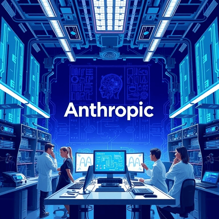 Anthropic AI safety research team collaborating in a high-tech lab setting.