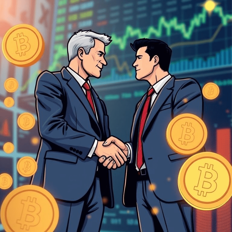 Binance and Franklin Templeton crypto partnership handshake illustration
