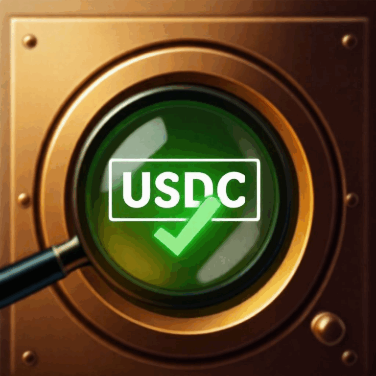 Bluprynt USDC KYI verification with a secure vault labeled USDC under inspection.