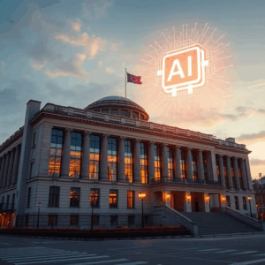 EU Digital Omnibus consultation — EU parliament with digital AI circuits overlay.