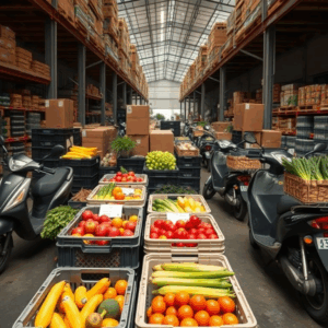 Warehouse workers packing crates of fresh groceries for dispatch — highlighting fresh commerce funding growth.