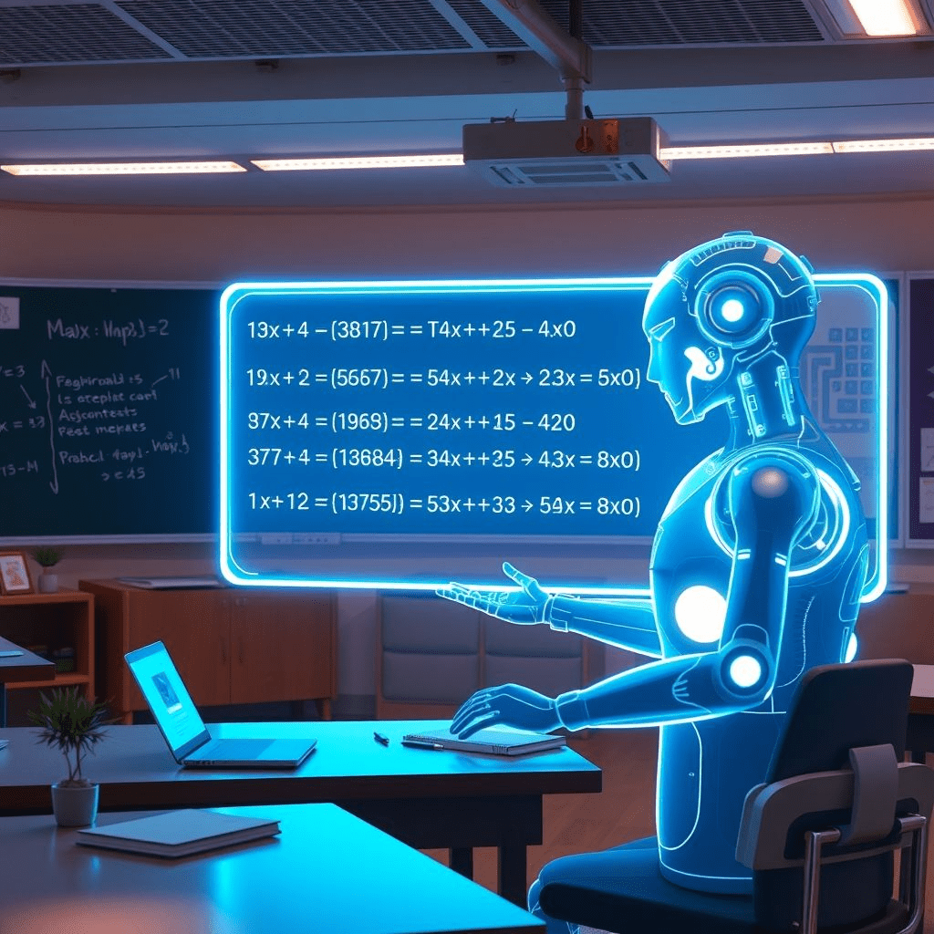 Google AI Mode solving STEM equations with holographic step-by-step reasoning.