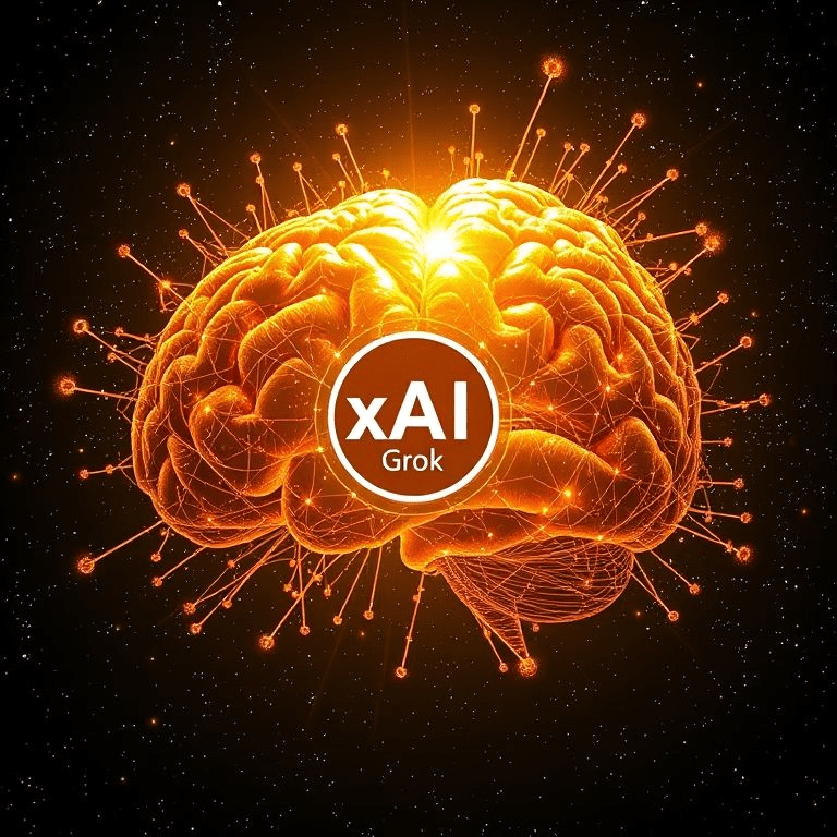 Grok 5 AI model depicted as a stellar neural network advancing toward AGI.