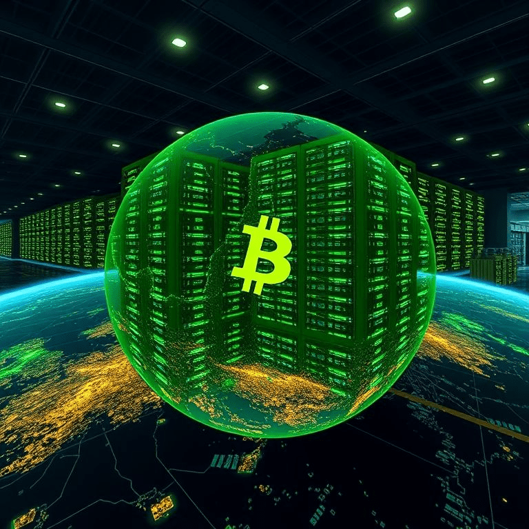 HIVE mining milestone data center with Bitcoin hashpower globe